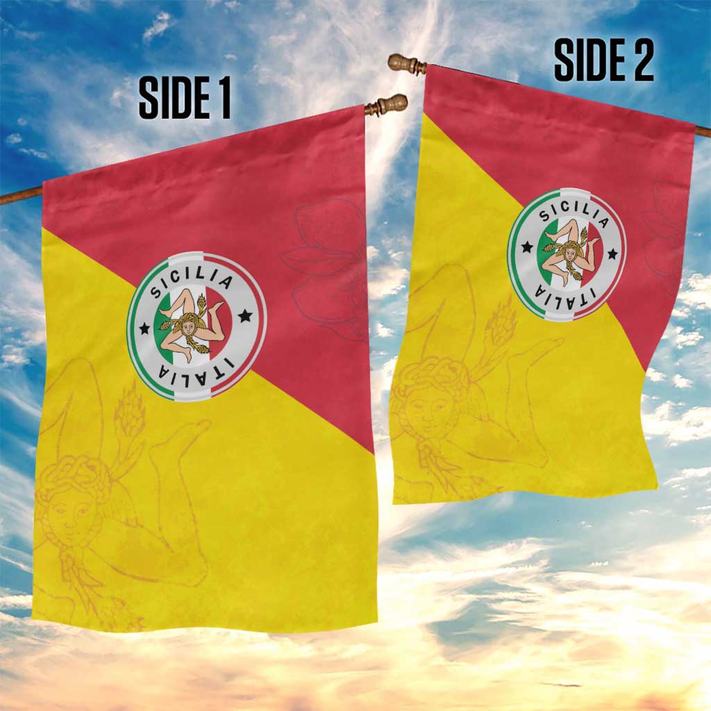 Italy Sicilia Garden Flag Triskeles With Lemons - Wonder Print Shop