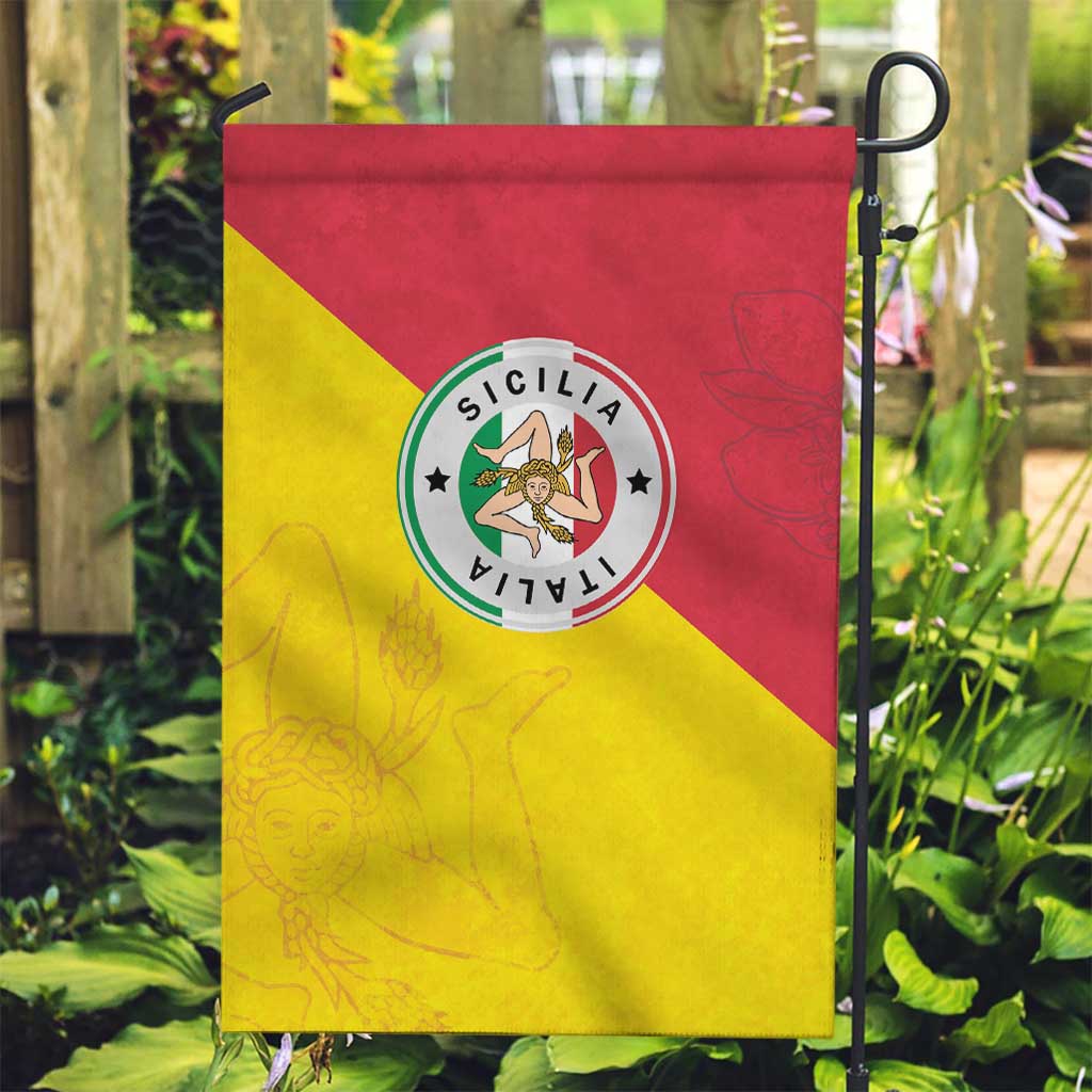 Italy Sicilia Garden Flag Triskeles With Lemons - Wonder Print Shop