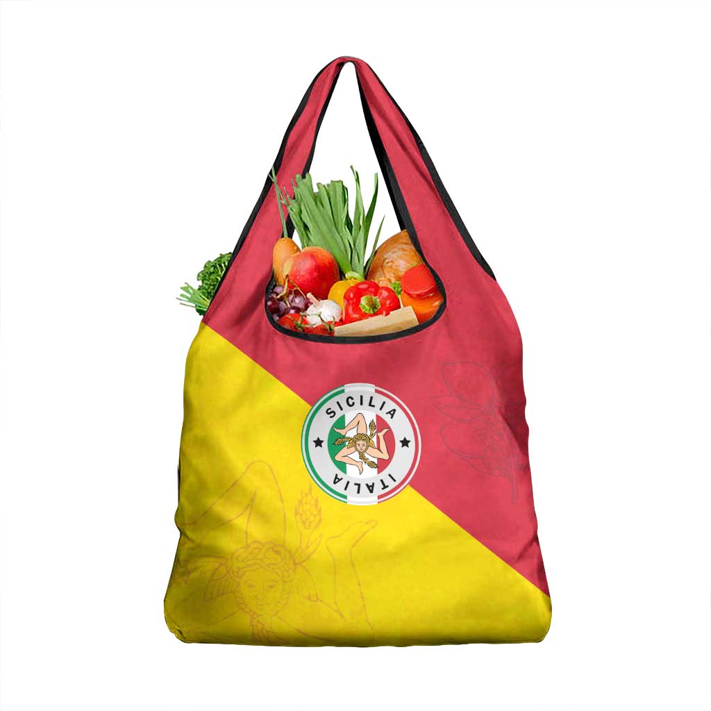 Italy Sicilia Grocery Bag Triskeles With Lemons - Wonder Print Shop