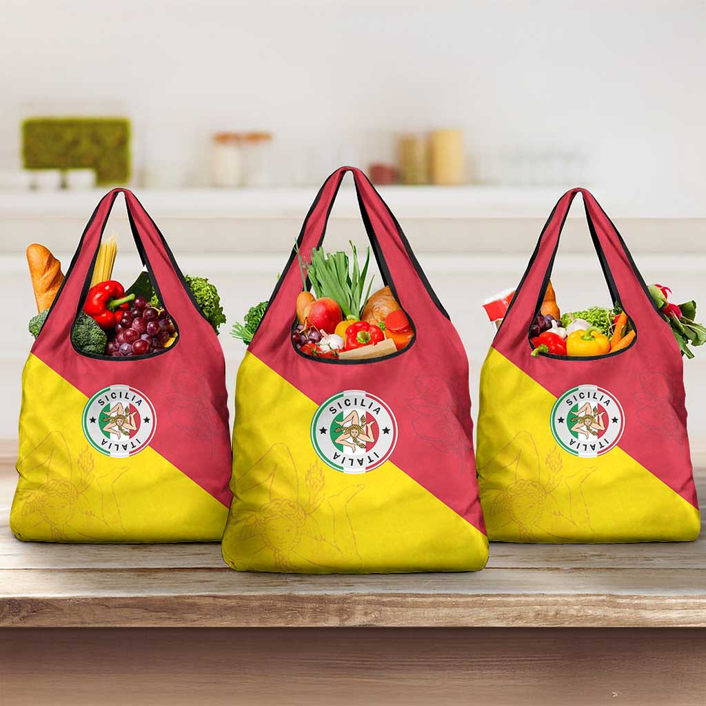 Italy Sicilia Grocery Bag Triskeles With Lemons - Wonder Print Shop