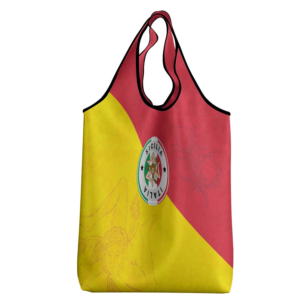 Italy Sicilia Grocery Bag Triskeles With Lemons - Wonder Print Shop