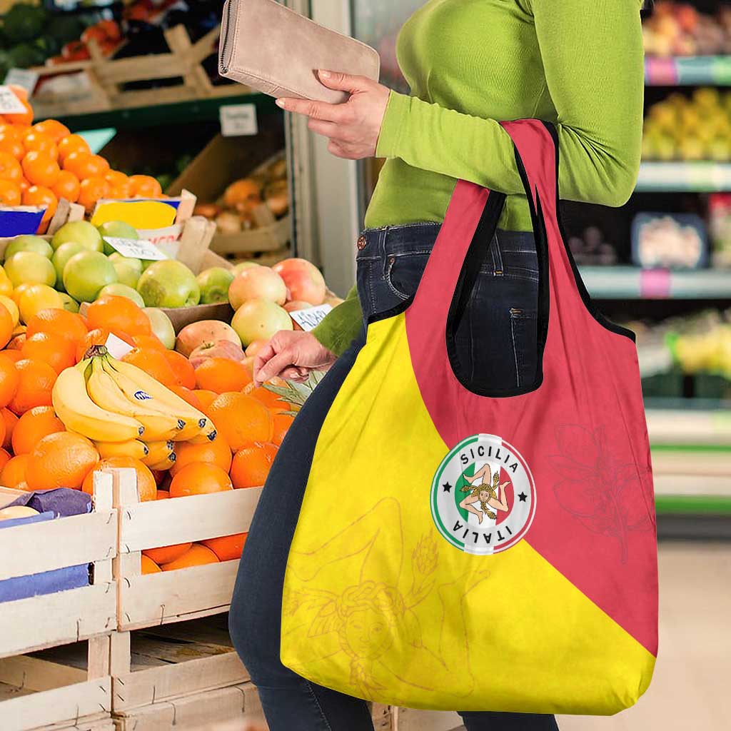 Italy Sicilia Grocery Bag Triskeles With Lemons - Wonder Print Shop