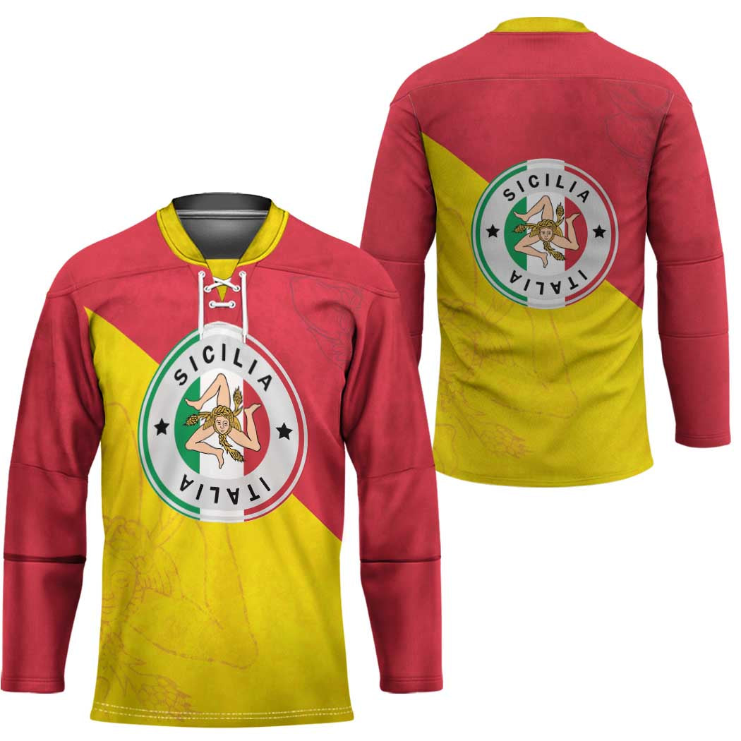 Italy Sicilia Hockey Jersey Triskeles With Lemons - Wonder Print Shop