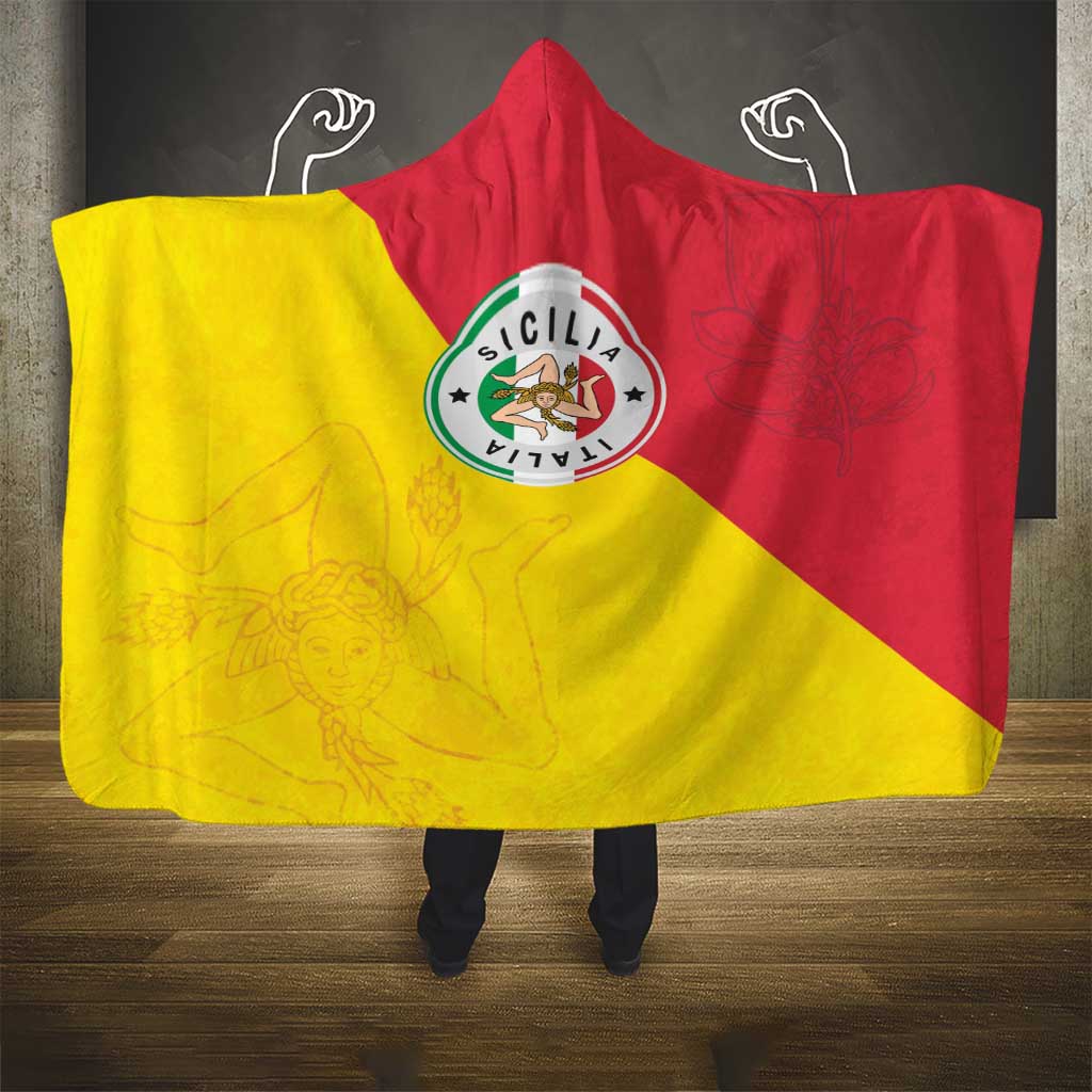 Italy Sicilia Hooded Blanket Triskeles With Lemons - Wonder Print Shop