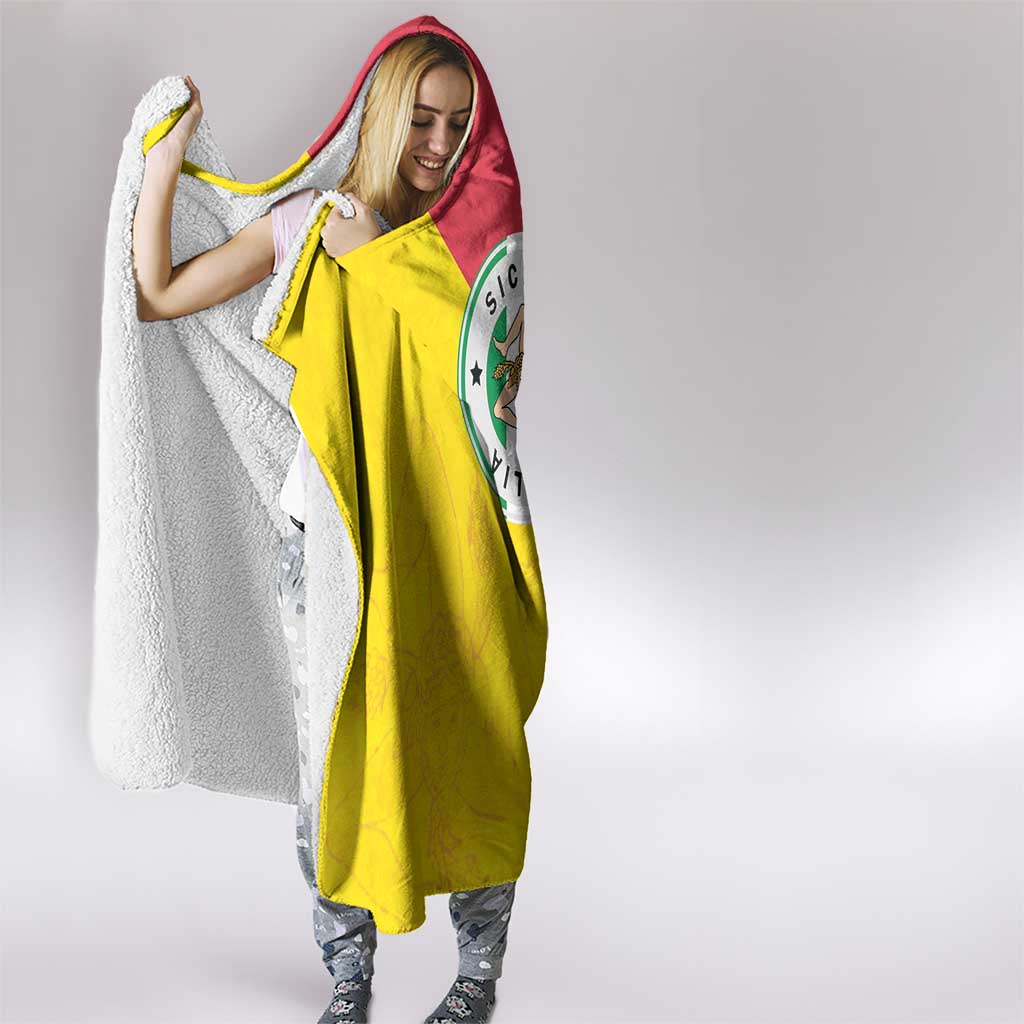 Italy Sicilia Hooded Blanket Triskeles With Lemons - Wonder Print Shop
