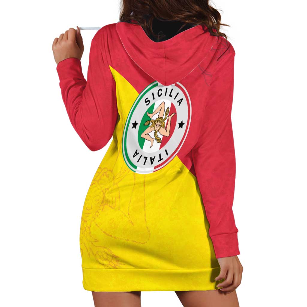 Italy Sicilia Hoodie Dress Triskeles With Lemons - Wonder Print Shop