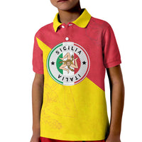 Italy Sicilia Kid Polo Shirt Triskeles With Lemons - Wonder Print Shop