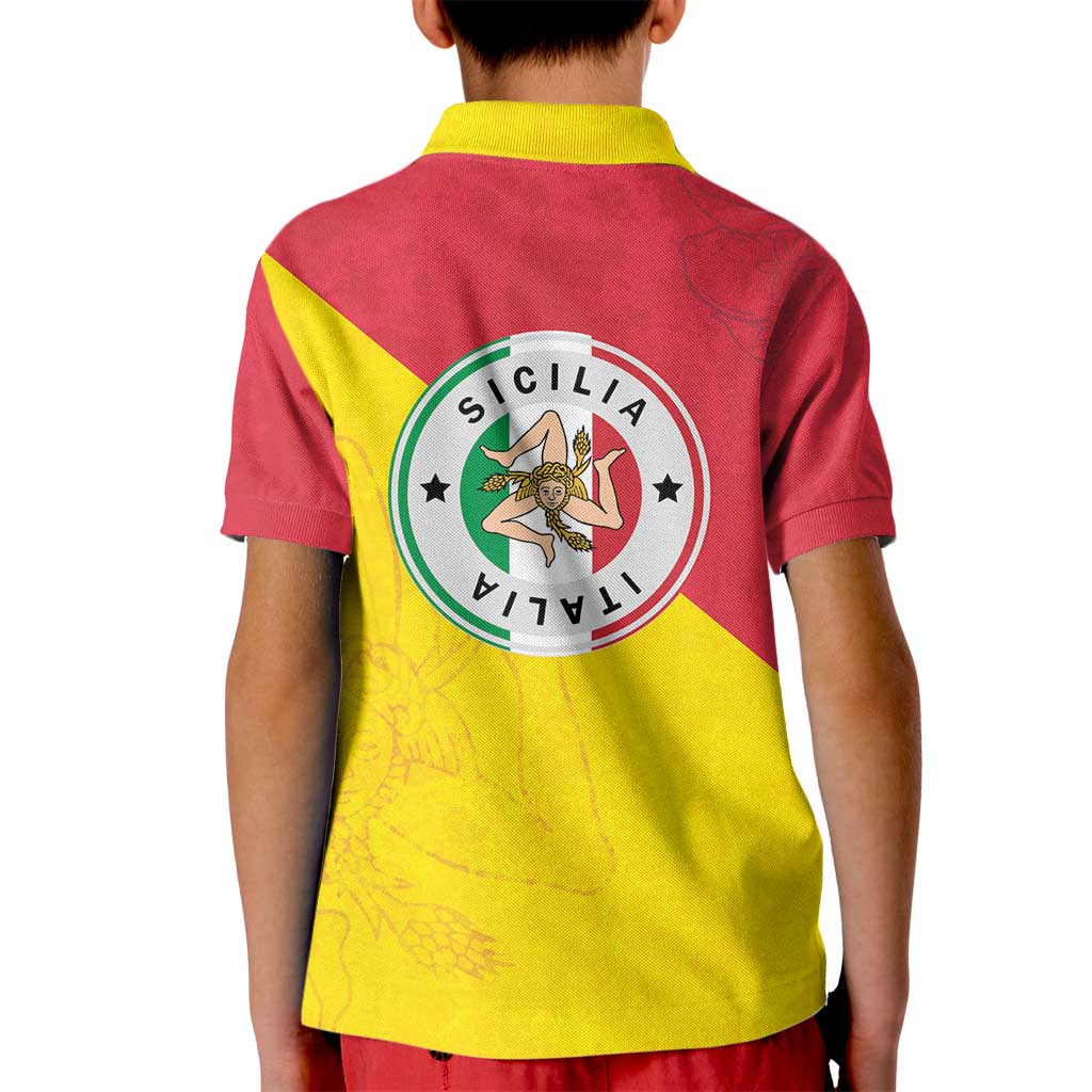 Italy Sicilia Kid Polo Shirt Triskeles With Lemons - Wonder Print Shop