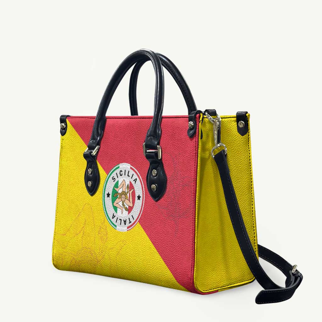 Italy Sicilia Leather Bag Triskeles With Lemons - Wonder Print Shop