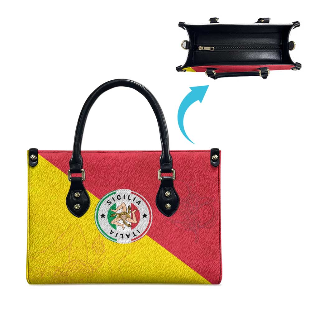 Italy Sicilia Leather Bag Triskeles With Lemons - Wonder Print Shop