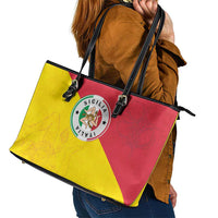 Italy Sicilia Leather Tote Bag Triskeles With Lemons - Wonder Print Shop