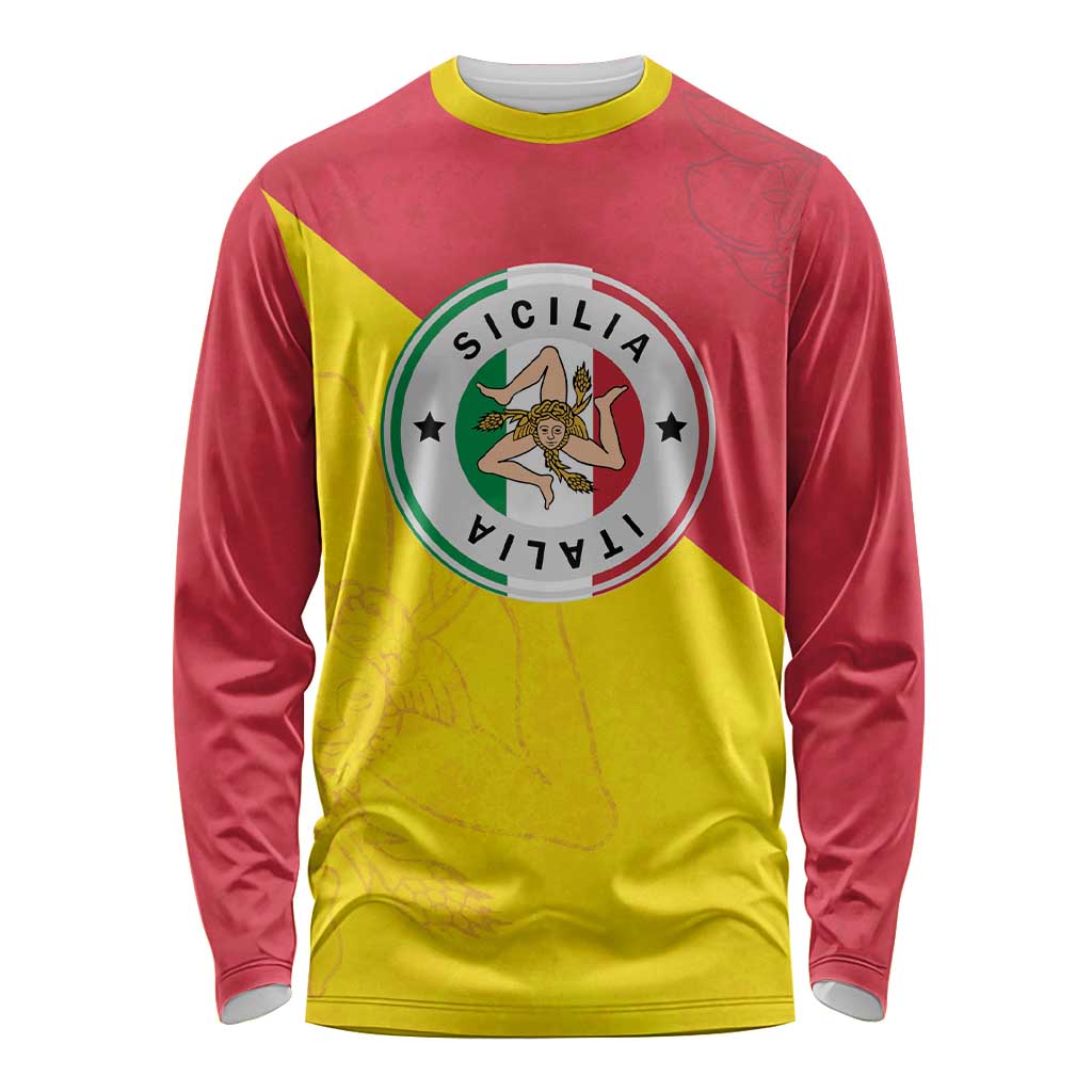Italy Sicilia Long Sleeve Shirt Triskeles With Lemons - Wonder Print Shop