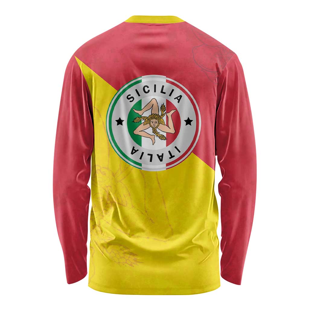 Italy Sicilia Long Sleeve Shirt Triskeles With Lemons - Wonder Print Shop