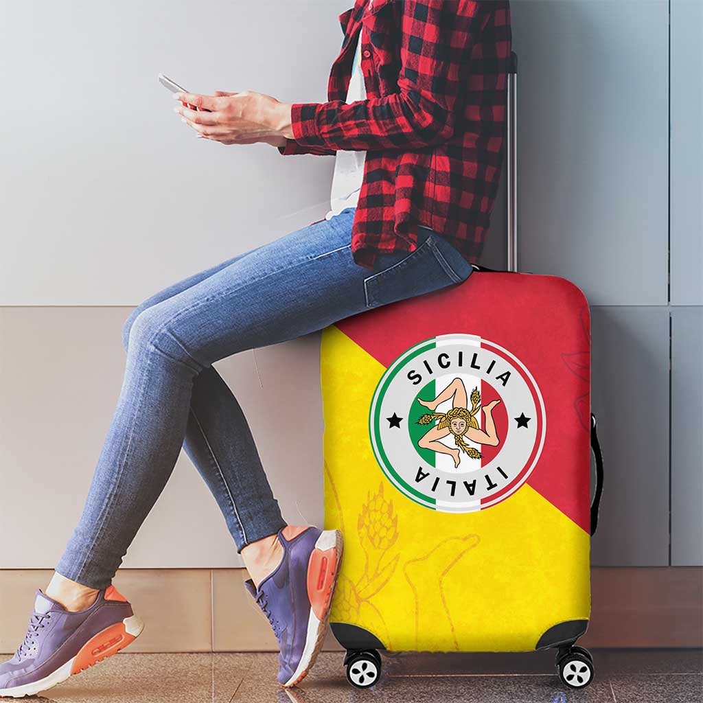 Italy Sicilia Luggage Cover Triskeles With Lemons - Wonder Print Shop