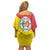 Italy Sicilia Off Shoulder Short Dress Triskeles With Lemons - Wonder Print Shop