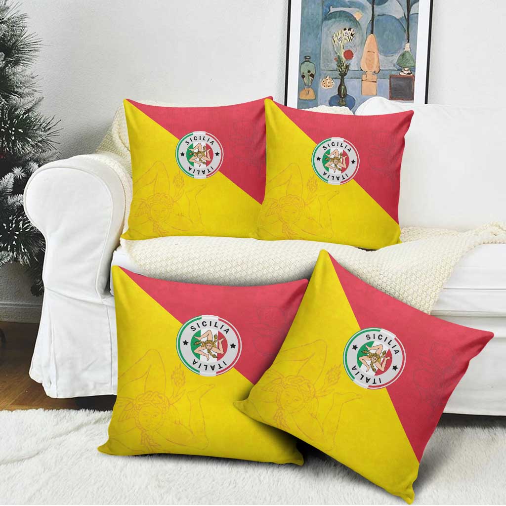 Italy Sicilia Pillow Cover Triskeles With Lemons - Wonder Print Shop