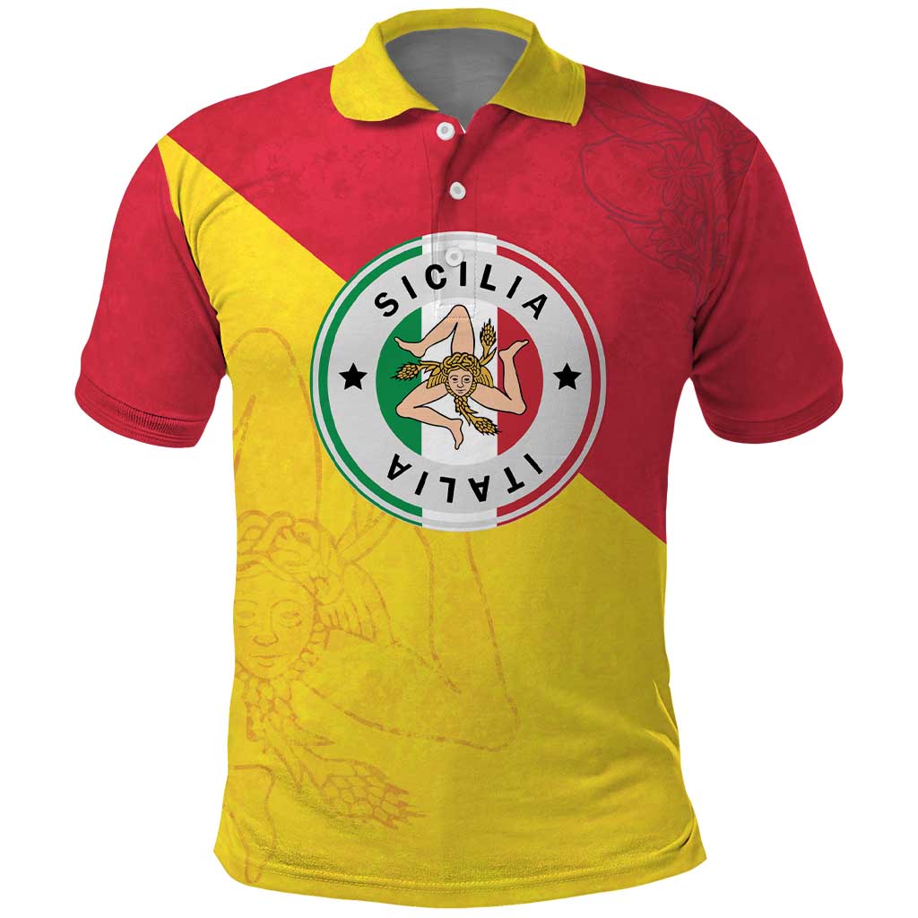 Italy Sicilia Polo Shirt Triskeles With Lemons - Wonder Print Shop