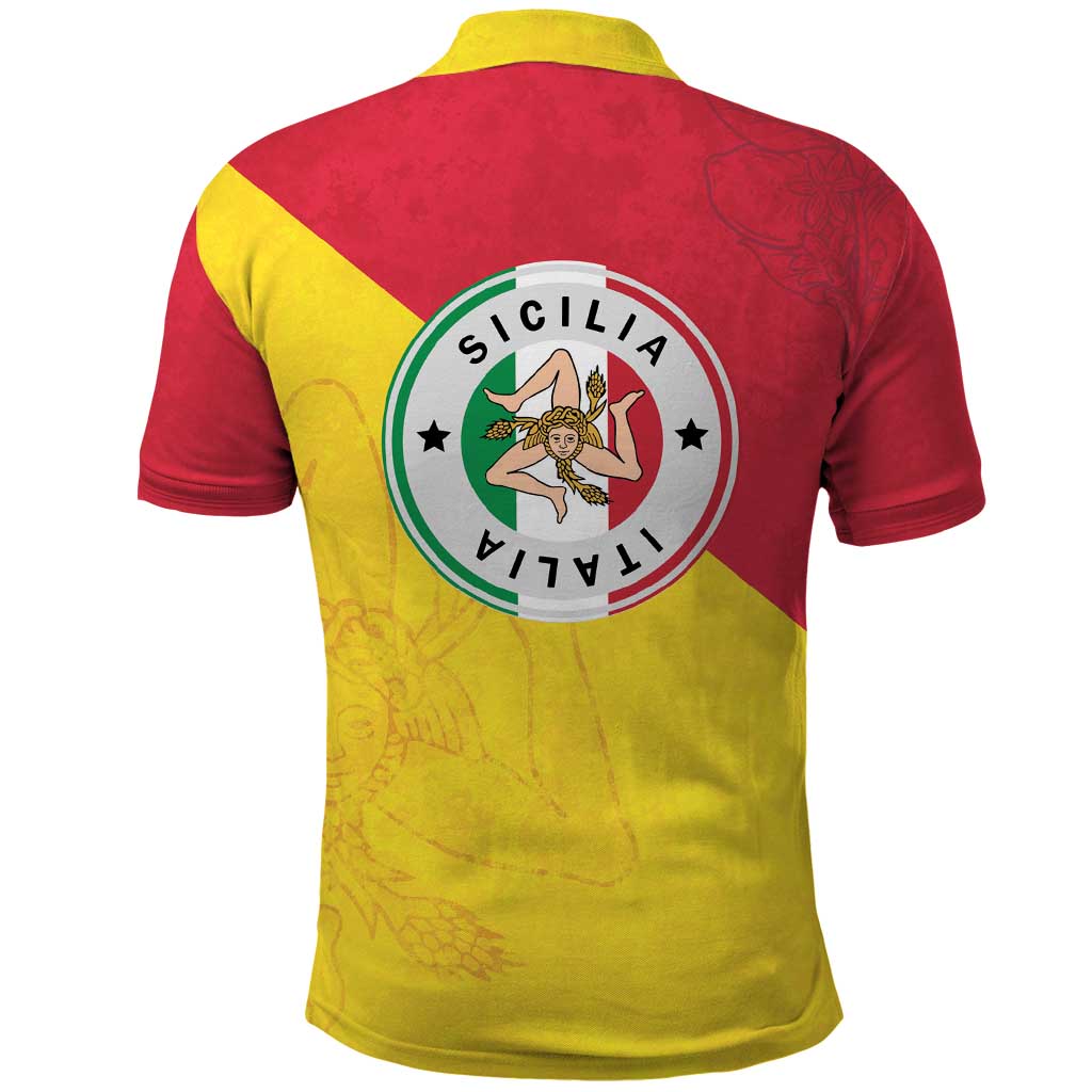 Italy Sicilia Polo Shirt Triskeles With Lemons - Wonder Print Shop