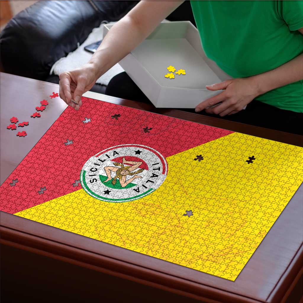 Italy Sicilia Puzzle Triskeles With Lemons - Wonder Print Shop