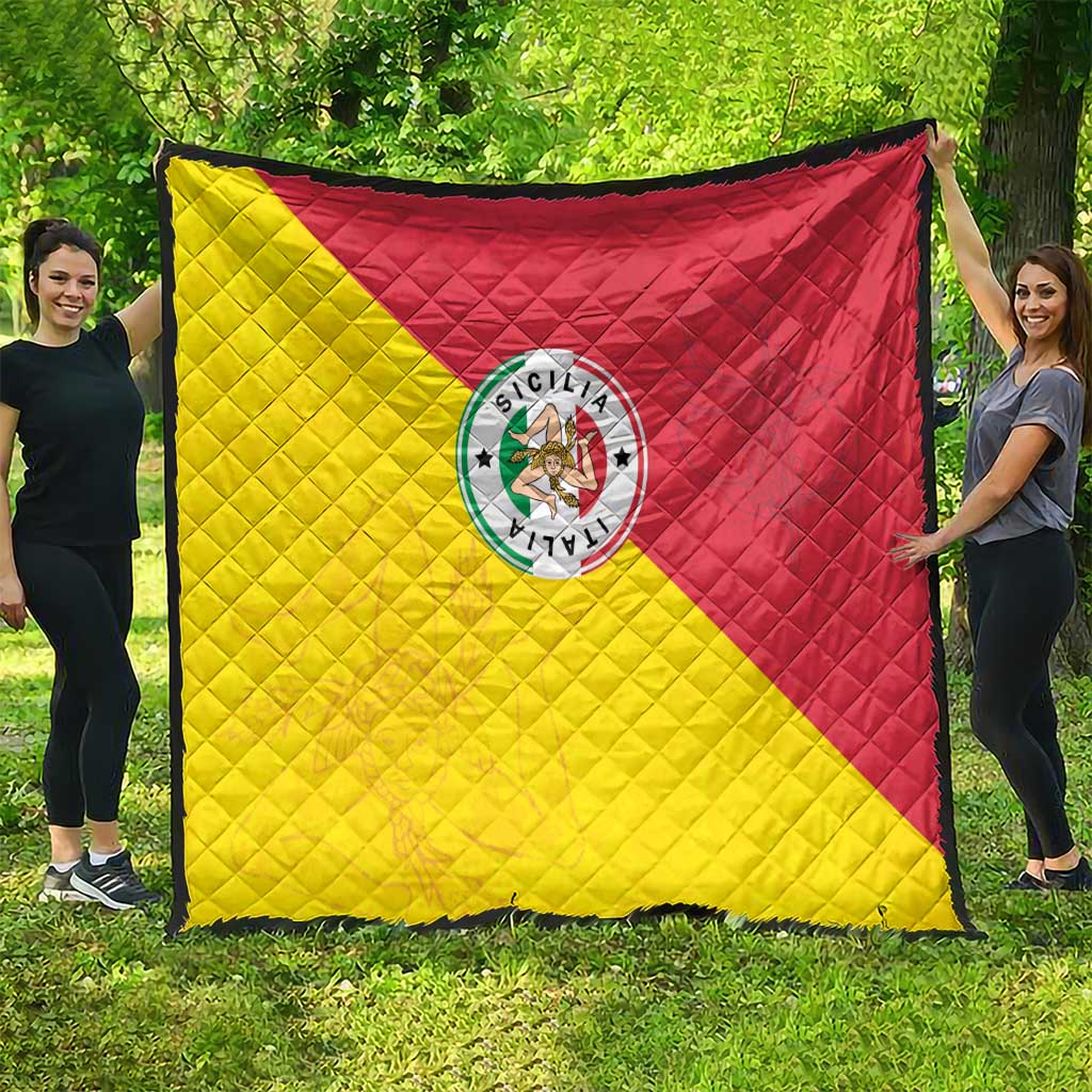 Italy Sicilia Quilt Triskeles With Lemons - Wonder Print Shop