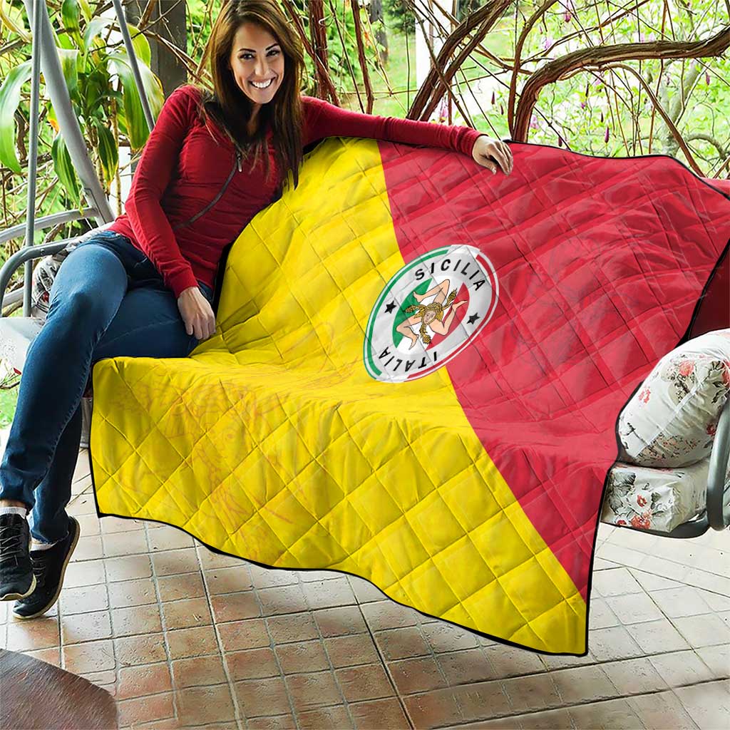 Italy Sicilia Quilt Triskeles With Lemons - Wonder Print Shop