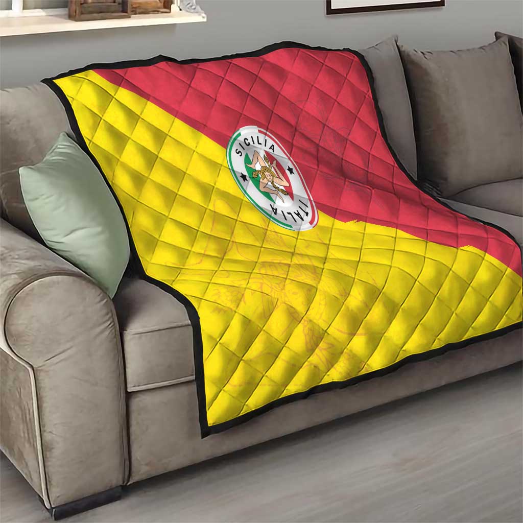 Italy Sicilia Quilt Triskeles With Lemons - Wonder Print Shop