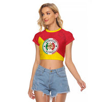 Italy Sicilia Raglan Cropped T Shirt Triskeles With Lemons - Wonder Print Shop