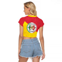 Italy Sicilia Raglan Cropped T Shirt Triskeles With Lemons - Wonder Print Shop