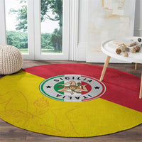 Italy Sicilia Round Carpet Triskeles With Lemons - Wonder Print Shop