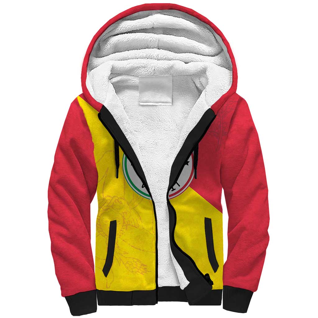 Italy Sicilia Sherpa Hoodie Triskeles With Lemons - Wonder Print Shop