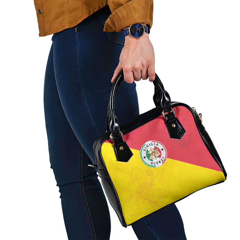 Italy Sicilia Shoulder Handbag Triskeles With Lemons - Wonder Print Shop