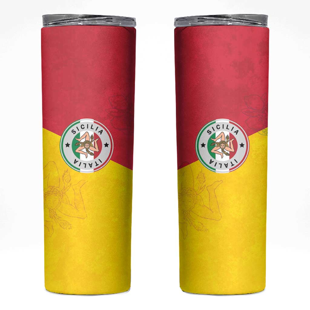 Italy Sicilia Skinny Tumbler Triskeles With Lemons - Wonder Print Shop