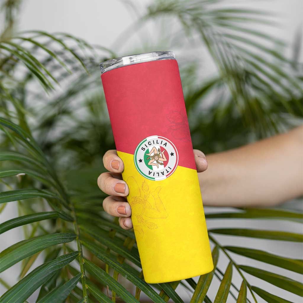 Italy Sicilia Skinny Tumbler Triskeles With Lemons - Wonder Print Shop