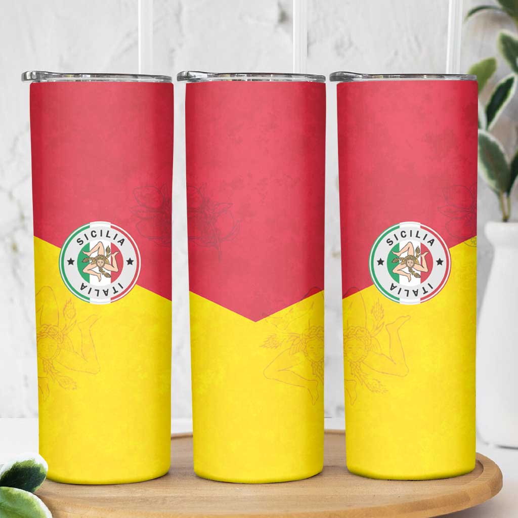 Italy Sicilia Skinny Tumbler Triskeles With Lemons - Wonder Print Shop