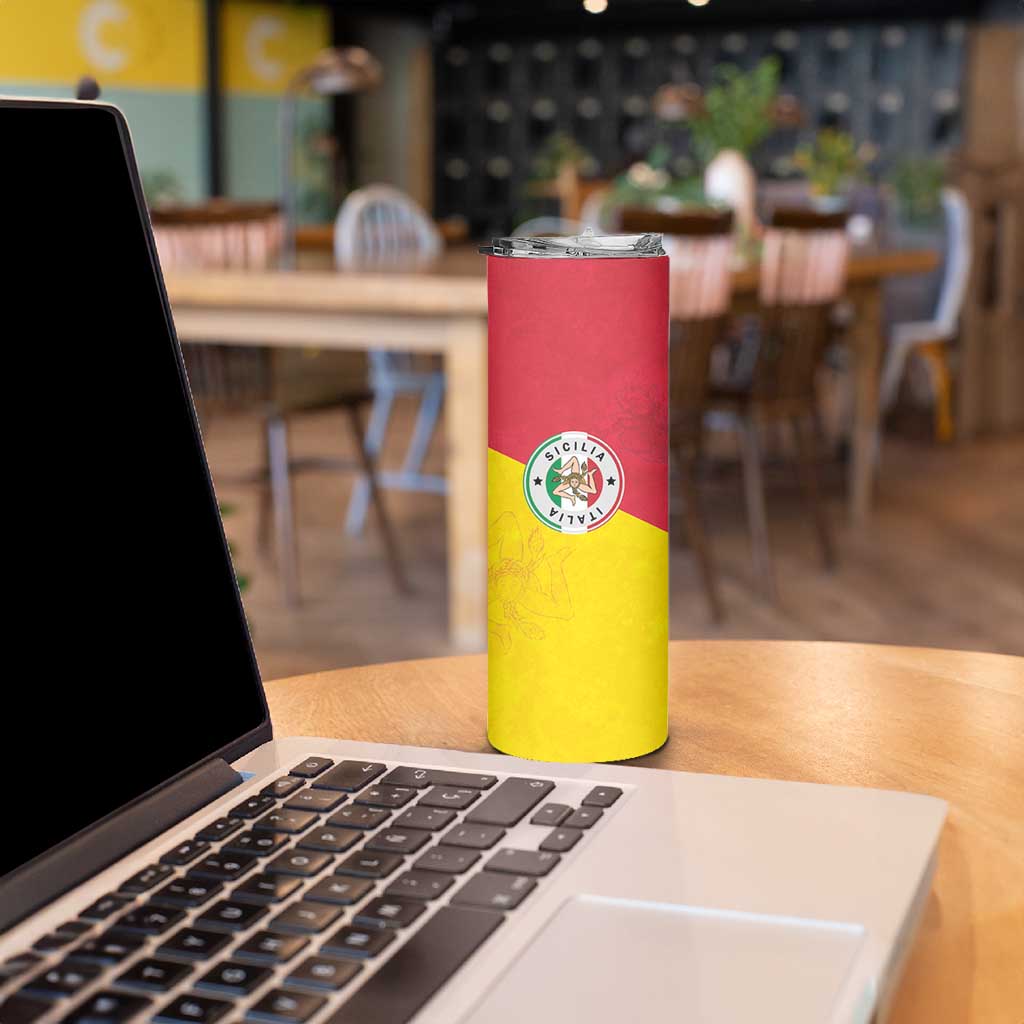 Italy Sicilia Skinny Tumbler Triskeles With Lemons - Wonder Print Shop