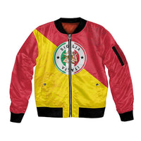 Italy Sicilia Sleeve Zip Bomber Jacket Triskeles With Lemons - Wonder Print Shop