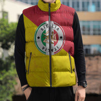 Italy Sicilia Sleeveless Puffer Jacket Triskeles With Lemons - Wonder Print Shop