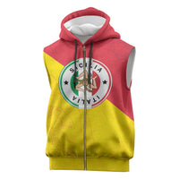 Italy Sicilia Sleeveless Zip Hoodie Triskeles With Lemons - Wonder Print Shop