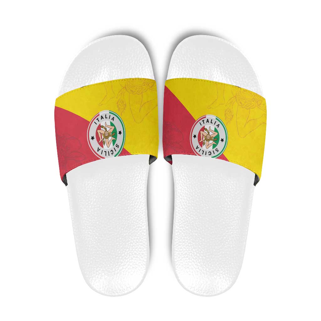 Italy Sicilia Slide Sandals Triskeles With Lemons - Wonder Print Shop