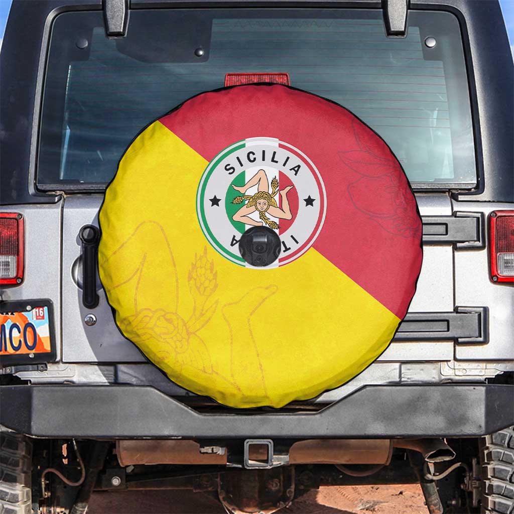 Italy Sicilia Spare Tire Cover Triskeles With Lemons - Wonder Print Shop