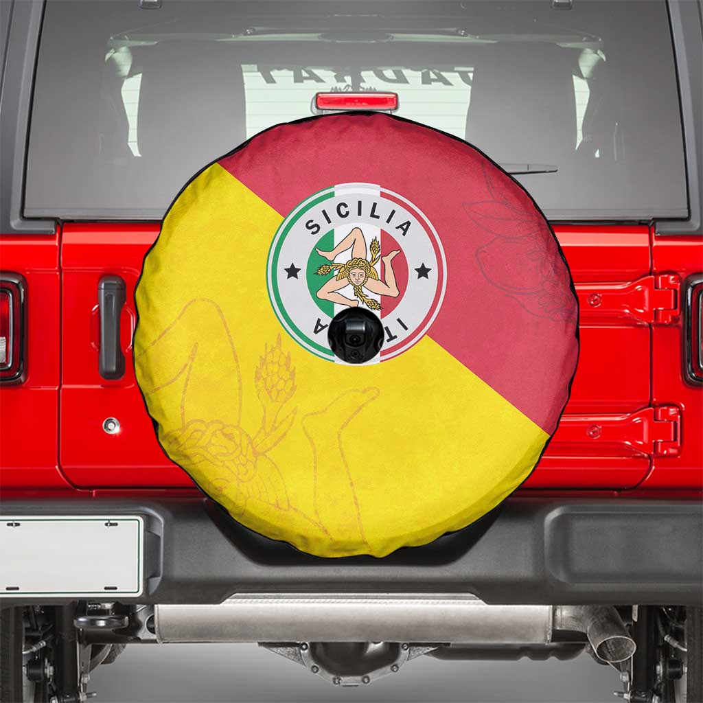 Italy Sicilia Spare Tire Cover Triskeles With Lemons - Wonder Print Shop