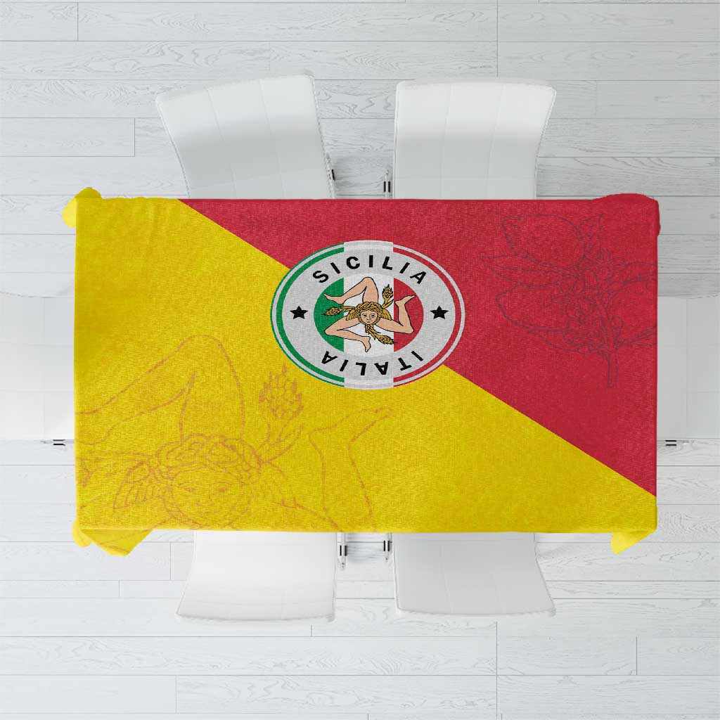 Italy Sicilia Tablecloth Triskeles With Lemons - Wonder Print Shop