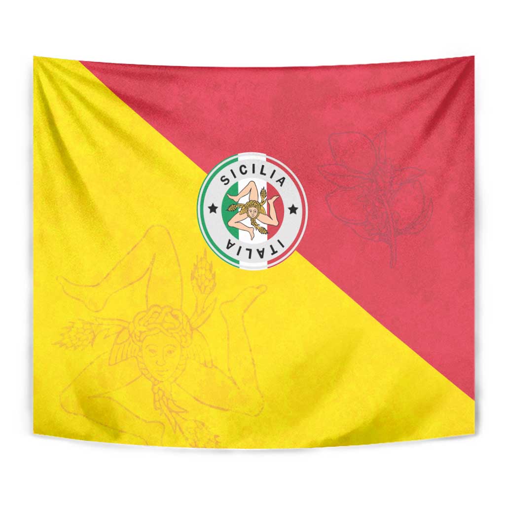 Italy Sicilia Tapestry Triskeles With Lemons - Wonder Print Shop