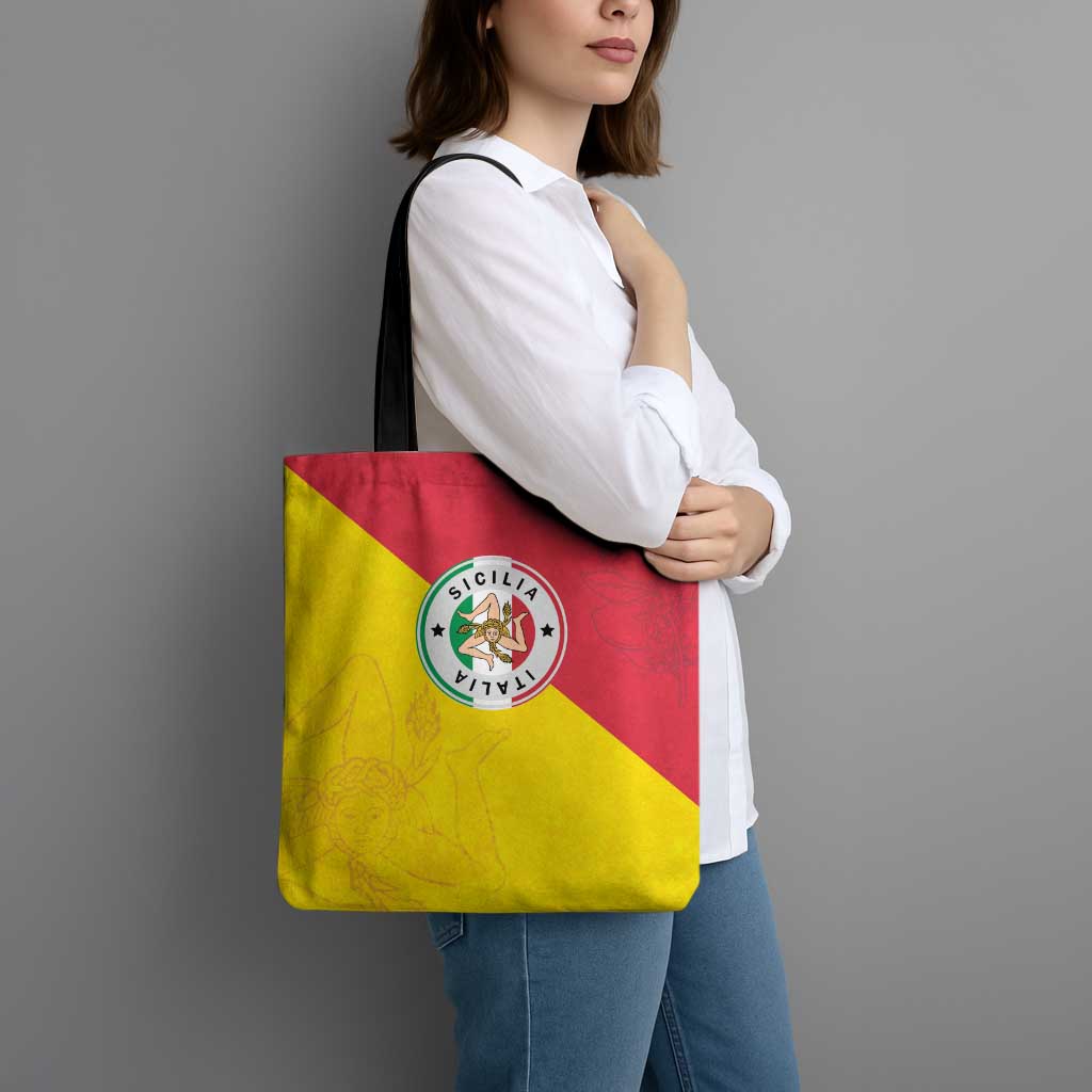 Italy Sicilia Tote Bag Triskeles With Lemons - Wonder Print Shop