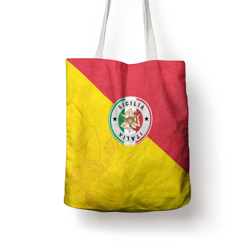 Italy Sicilia Tote Bag Triskeles With Lemons - Wonder Print Shop