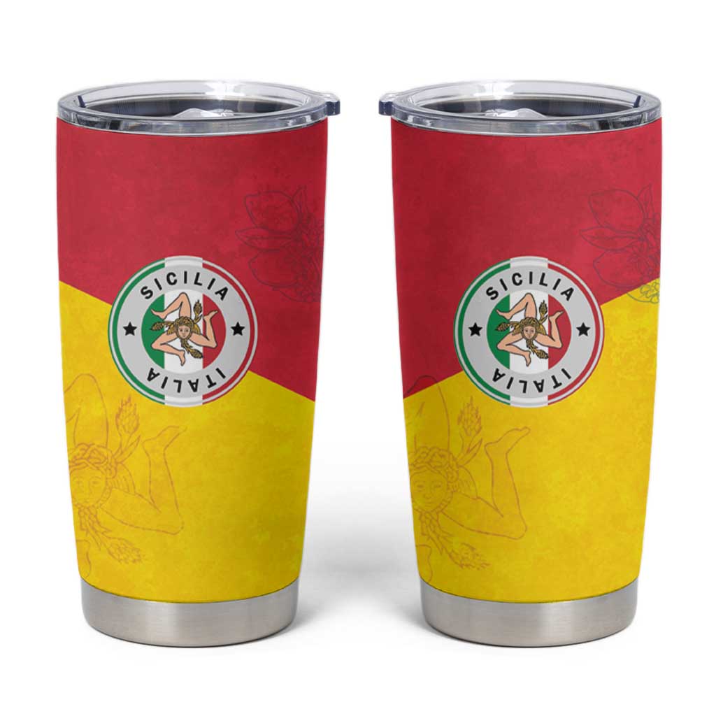 Italy Sicilia Tumbler Cup Triskeles With Lemons - Wonder Print Shop