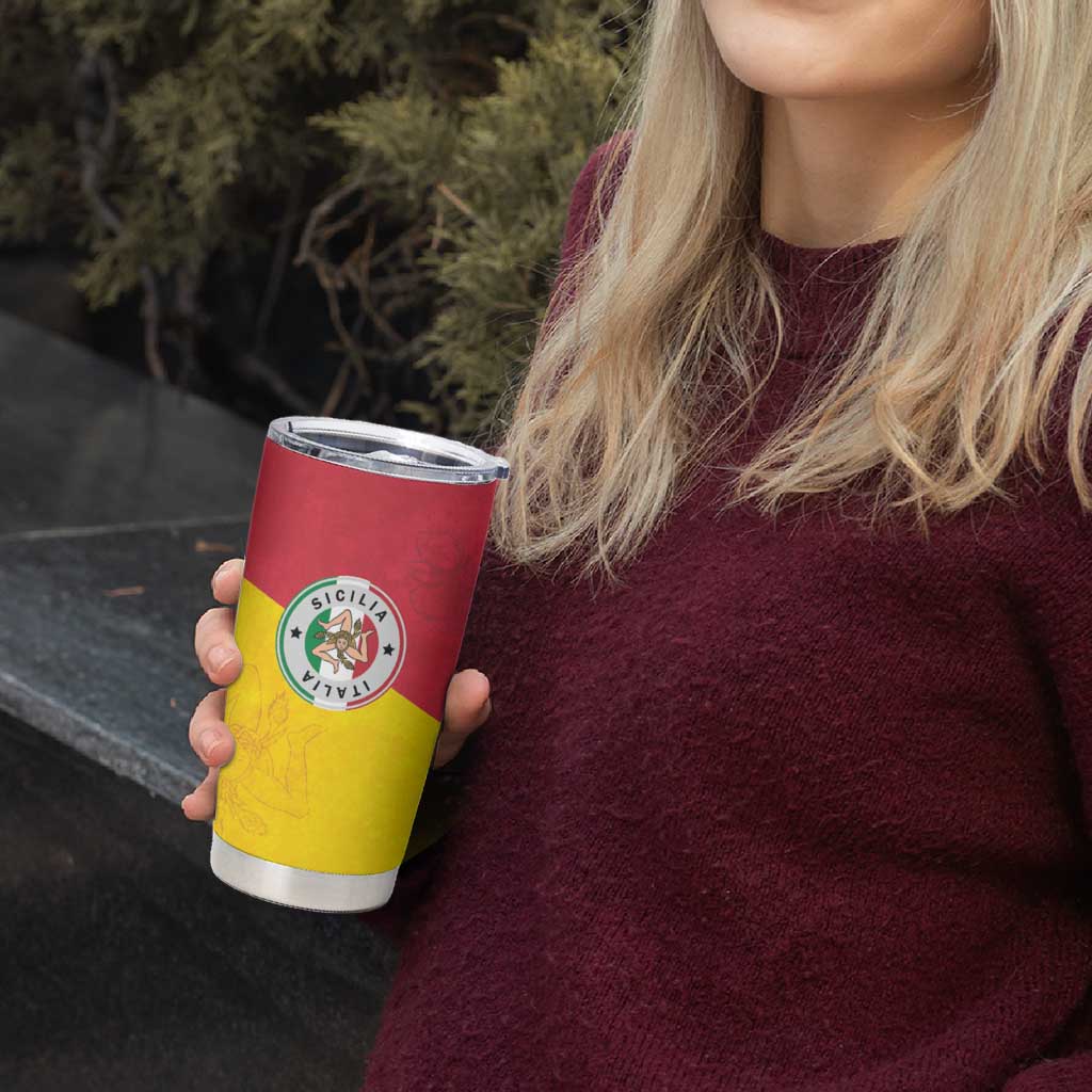 Italy Sicilia Tumbler Cup Triskeles With Lemons - Wonder Print Shop