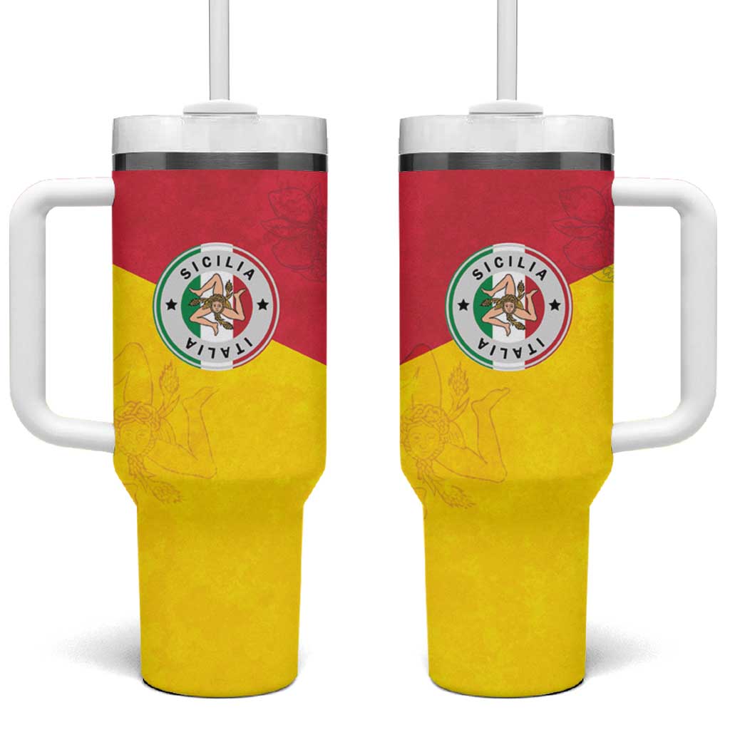 Italy Sicilia Tumbler With Handle Triskeles With Lemons - Wonder Print Shop