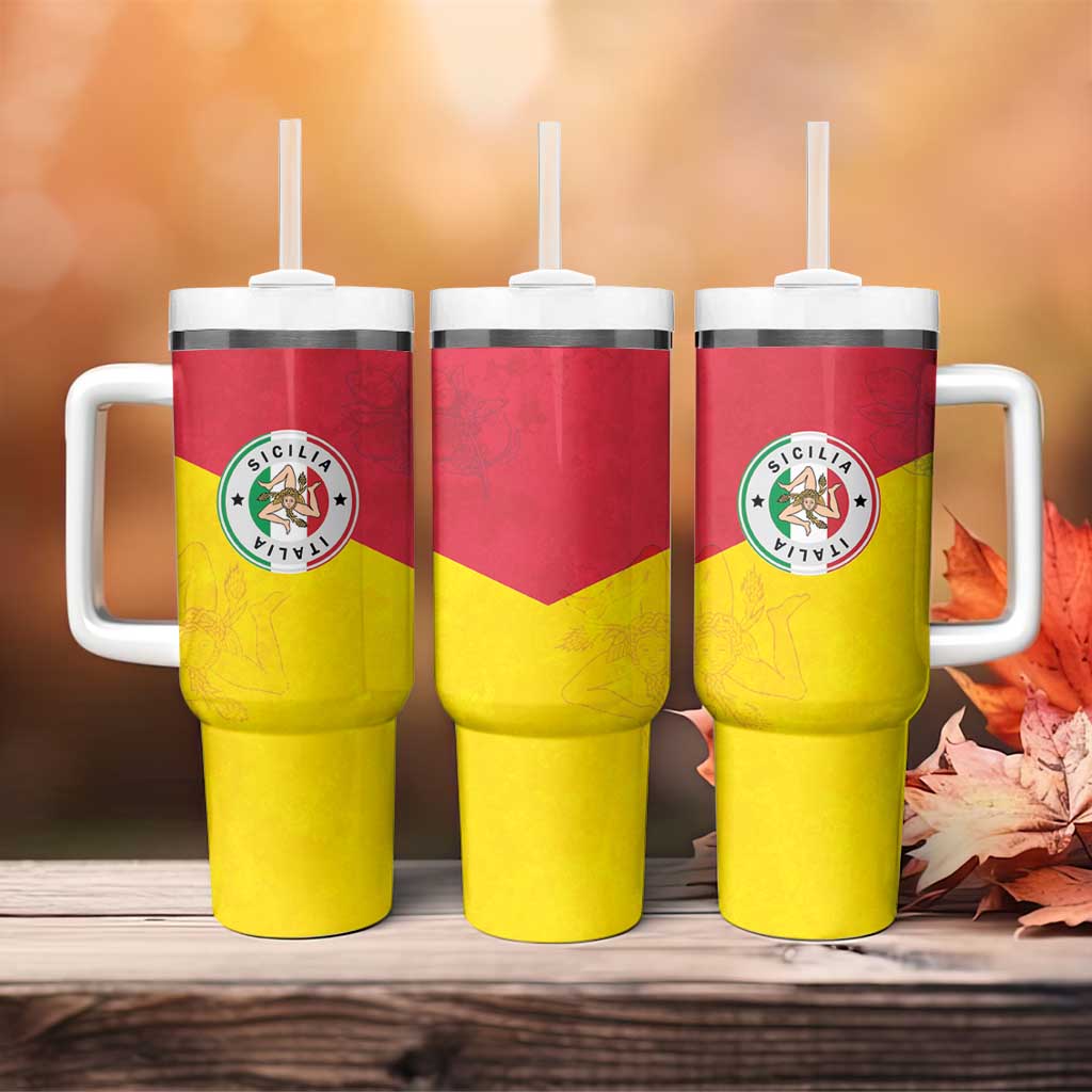 Italy Sicilia Tumbler With Handle Triskeles With Lemons - Wonder Print Shop