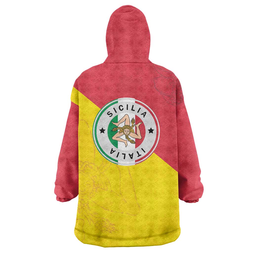 Italy Sicilia Wearable Blanket Hoodie Triskeles With Lemons - Wonder Print Shop